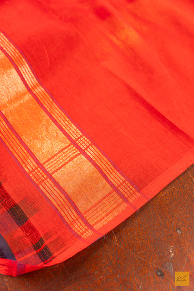Blue Banarasi Pure Cotton Handwoven Saree