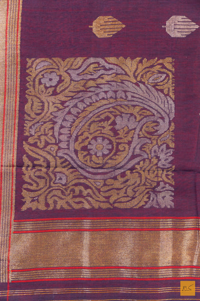Blue Banarasi Pure Cotton Handwoven Saree