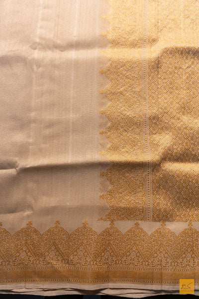 Vinutha- Off White Banarasi Tusser Silk Handwoven Saree