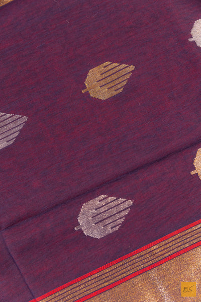 Blue Banarasi Pure Cotton Handwoven Saree