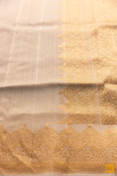 Vinutha- Off White Banarasi Tusser Silk Handwoven Saree