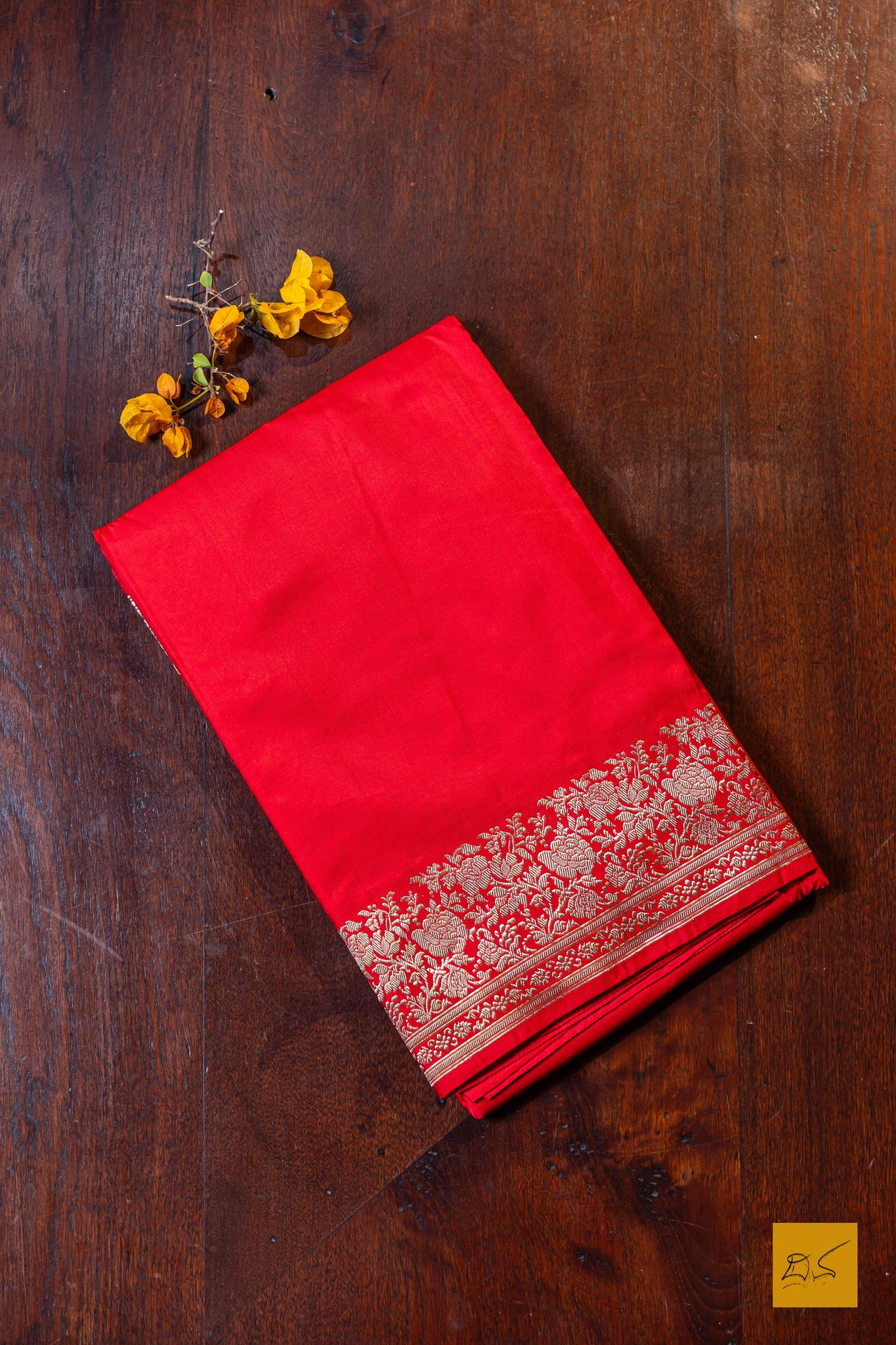 Parameshwari- Red Banarasi Satin Silk Handwoven Saree