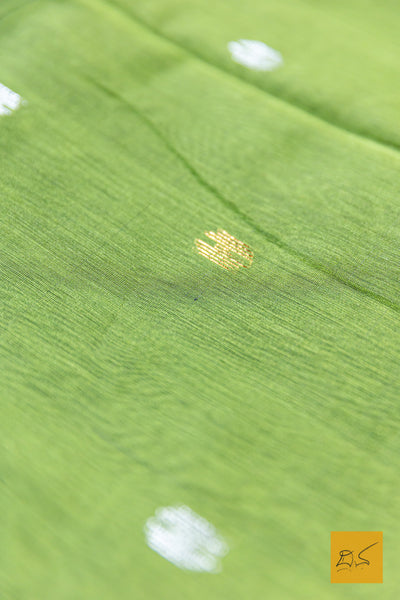 Green Mulberry Silk Cotton Handwoven Saree