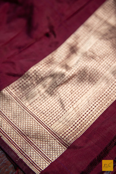 Brown Banarasi Katan Silk Handwoven Saree