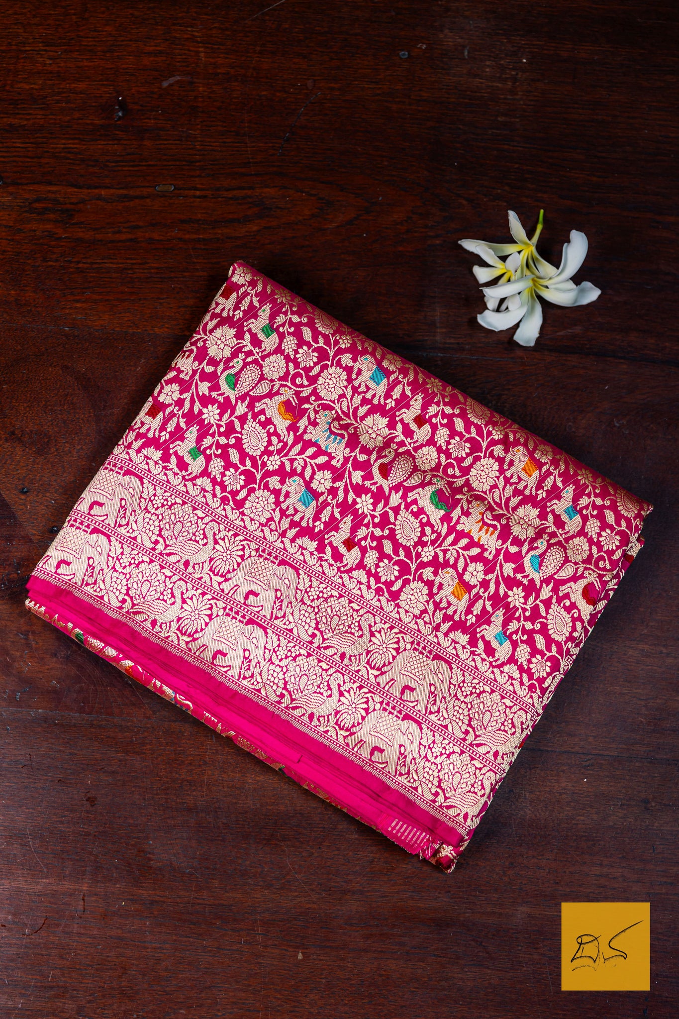 Haripriya- Pink Shikargah Banarasi Katan Silk Handwoven Saree