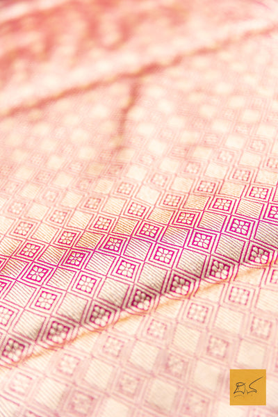 Haripriya- Pink Shikargah Banarasi Katan Silk Handwoven Saree