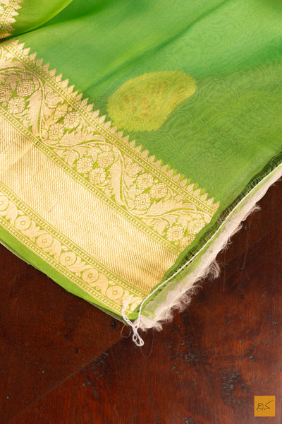 Green Banarasi Organza Handwoven Saree
