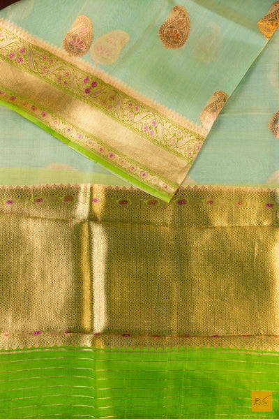 Green Banarasi Organza Handwoven Saree