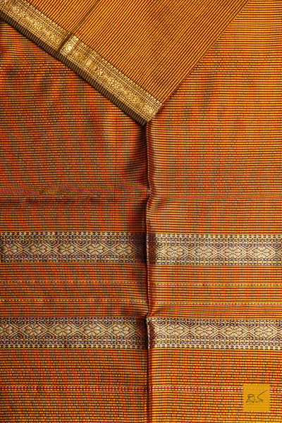 Nalinakshi- Orange-Black Maheshwari Garbh Reshmi Handwoven Saree
