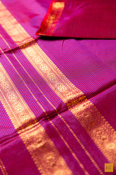 Harinakshi- Pink Maheshwari Garbh Reshmi Handwoven Saree