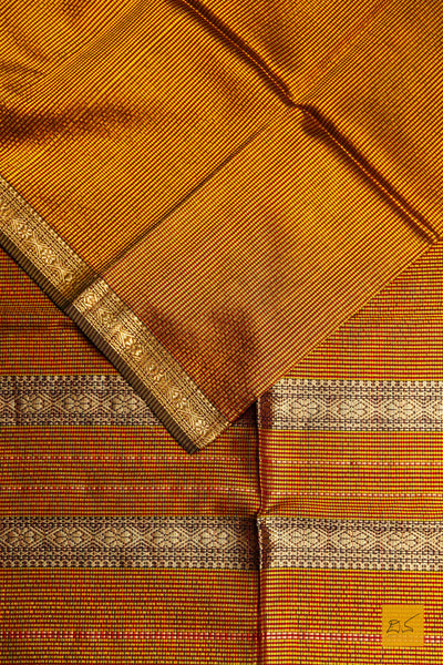 Nalinakshi- Orange-Black Maheshwari Garbh Reshmi Handwoven Saree