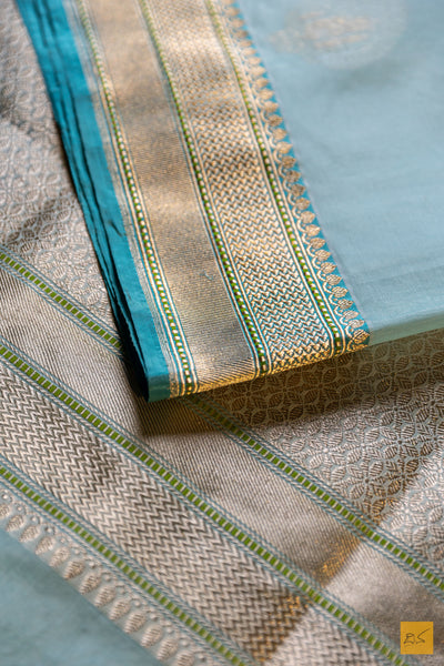 Ishumathi- Pastle Blue Banarasi Organza Handwoven Saree
