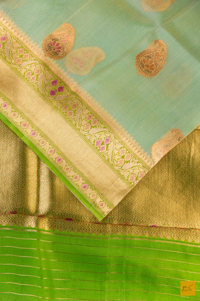 Green Banarasi Organza Handwoven Saree
