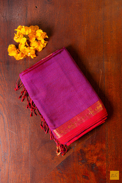 Harinakshi- Pink Maheshwari Garbh Reshmi Handwoven Saree