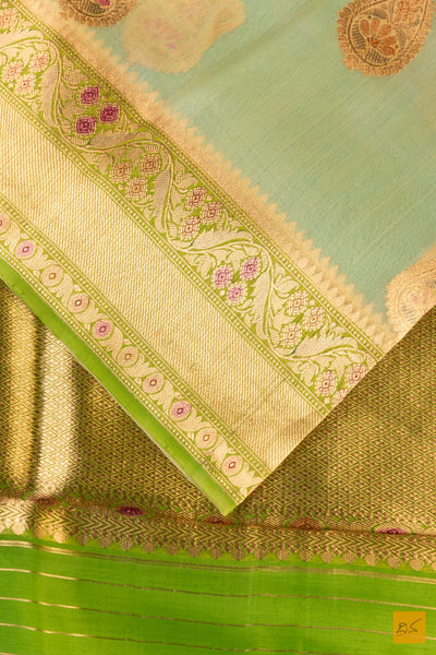 Green Banarasi Organza Handwoven Saree