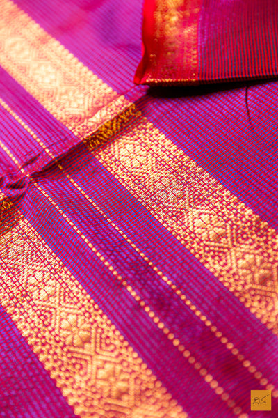 Harinakshi- Pink Maheshwari Garbh Reshmi Handwoven Saree