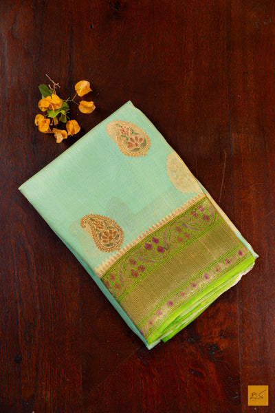 Green Banarasi Organza Handwoven Saree