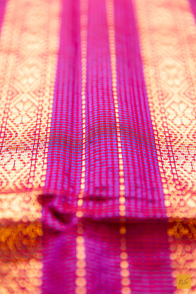 Harinakshi- Pink Maheshwari Garbh Reshmi Handwoven Saree