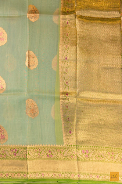 Green Banarasi Organza Handwoven Saree