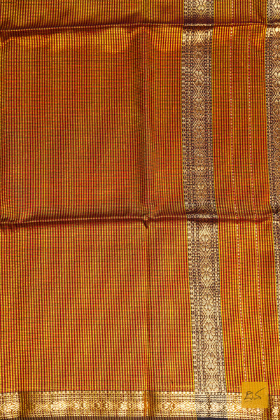 Nalinakshi- Orange-Black Maheshwari Garbh Reshmi Handwoven Saree