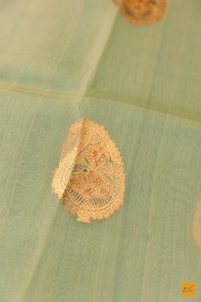 Green Banarasi Organza Handwoven Saree