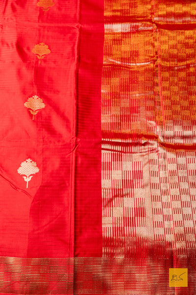 Prasidha- Red Banarasi Satin Silk Handwoven Saree
