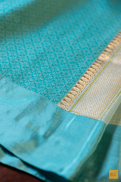 Ishumathi- Pastle Blue Banarasi Organza Handwoven Saree