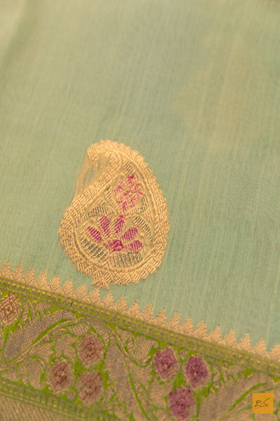 Green Banarasi Organza Handwoven Saree