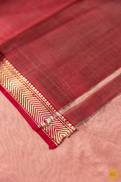 Ahalya- Peach Maheshwari Silk Cotton Handwoven Saree