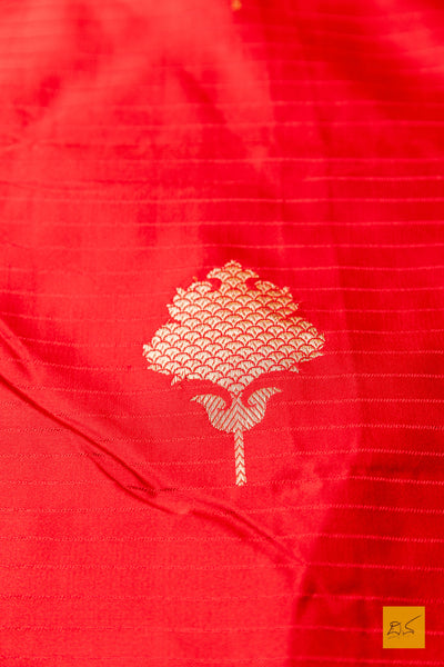 Prasidha- Red Banarasi Satin Silk Handwoven Saree
