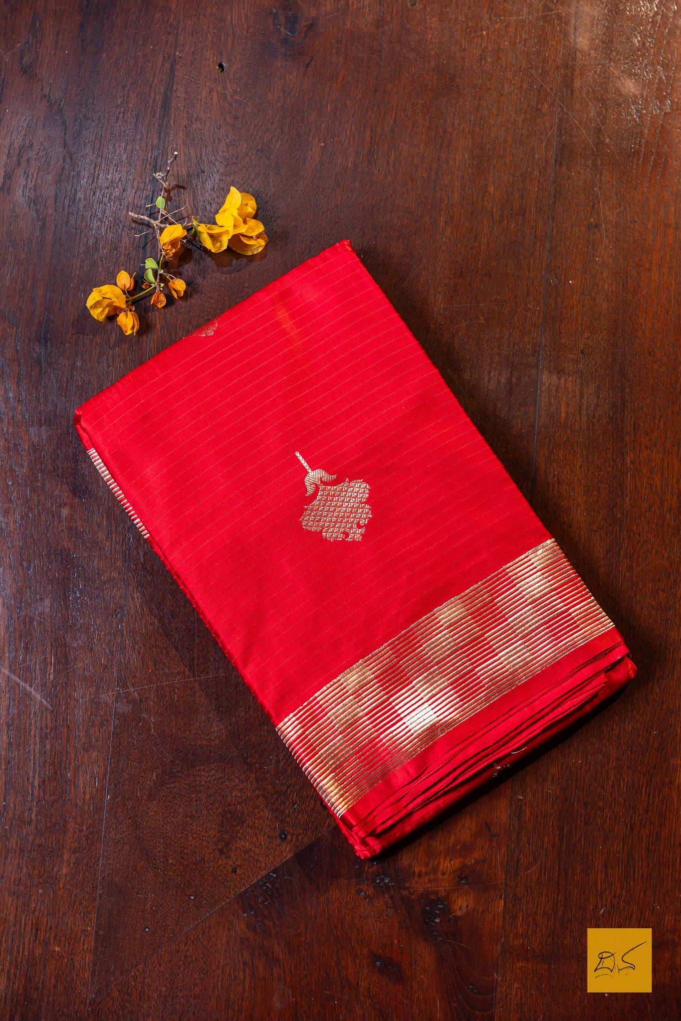 Prasidha- Red Banarasi Satin Silk Handwoven Saree