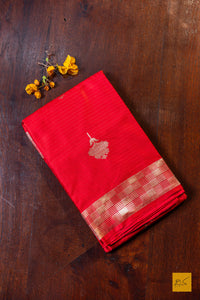 Prasidha- Red Banarasi Satin Silk Handwoven Saree