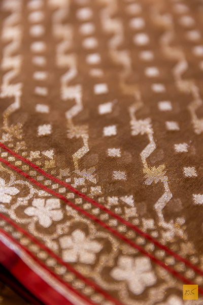 Aprameya- Brown Banarasi Pure Cotton Handwoven Saree