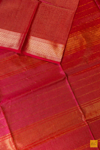 Poornima- Pink Tissue Maheshwari Silk Cotton Handwoven Saree