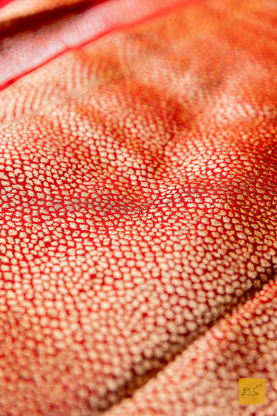 Punyakeerthi- Red Banarasi Satin Silk Handwoven Saree
