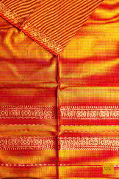 Meenakshi- Yellow-Red Maheshwari Garbh Reshmi Handwoven Saree