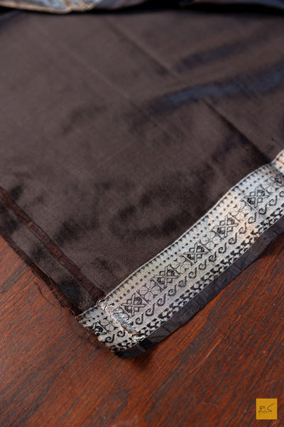 Chandrakala- Black Maheshwari Mulberry Silk Handwoven Saree