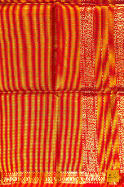 Meenakshi- Yellow-Red Maheshwari Garbh Reshmi Handwoven Saree