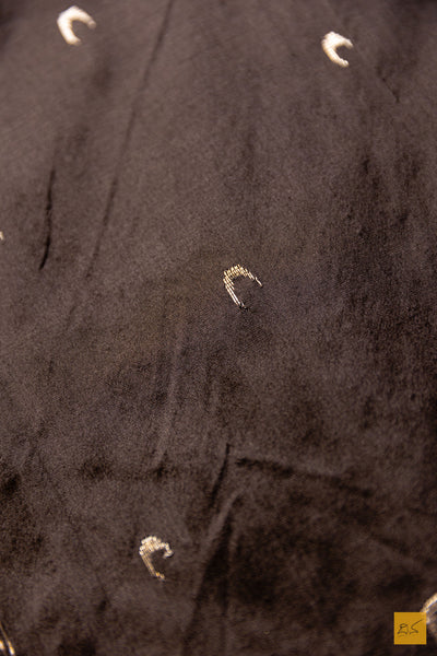 Chandrakala- Black Maheshwari Mulberry Silk Handwoven Saree