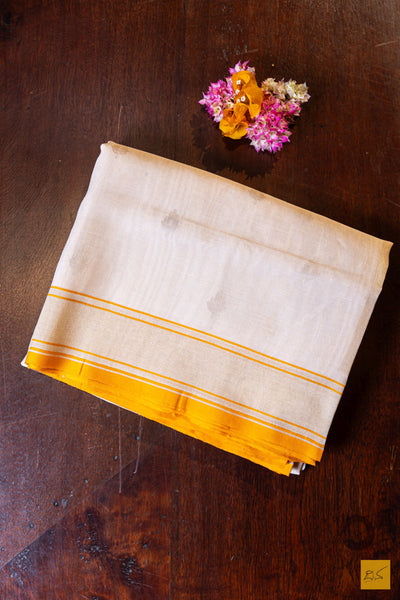 Neelakshi- White Banarasi Pure Cotton Handwoven Saree