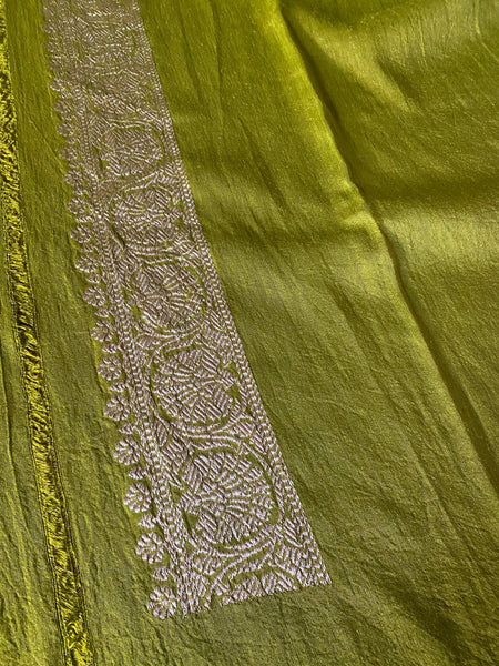 Satyadhee- Green Banarasi Munga Silk Handwoven Saree