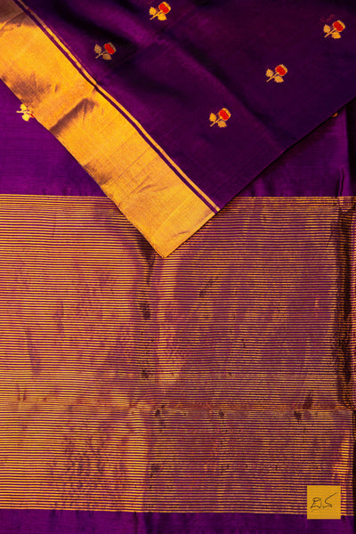 Komala- Purple Chanderi Pure Silk Handwoven Saree
