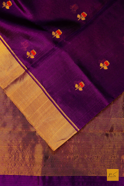 Komala- Purple Chanderi Pure Silk Handwoven Saree