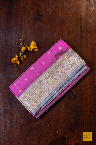 Kalyani- Pink Banarasi Katan Silk Handwoven Saree