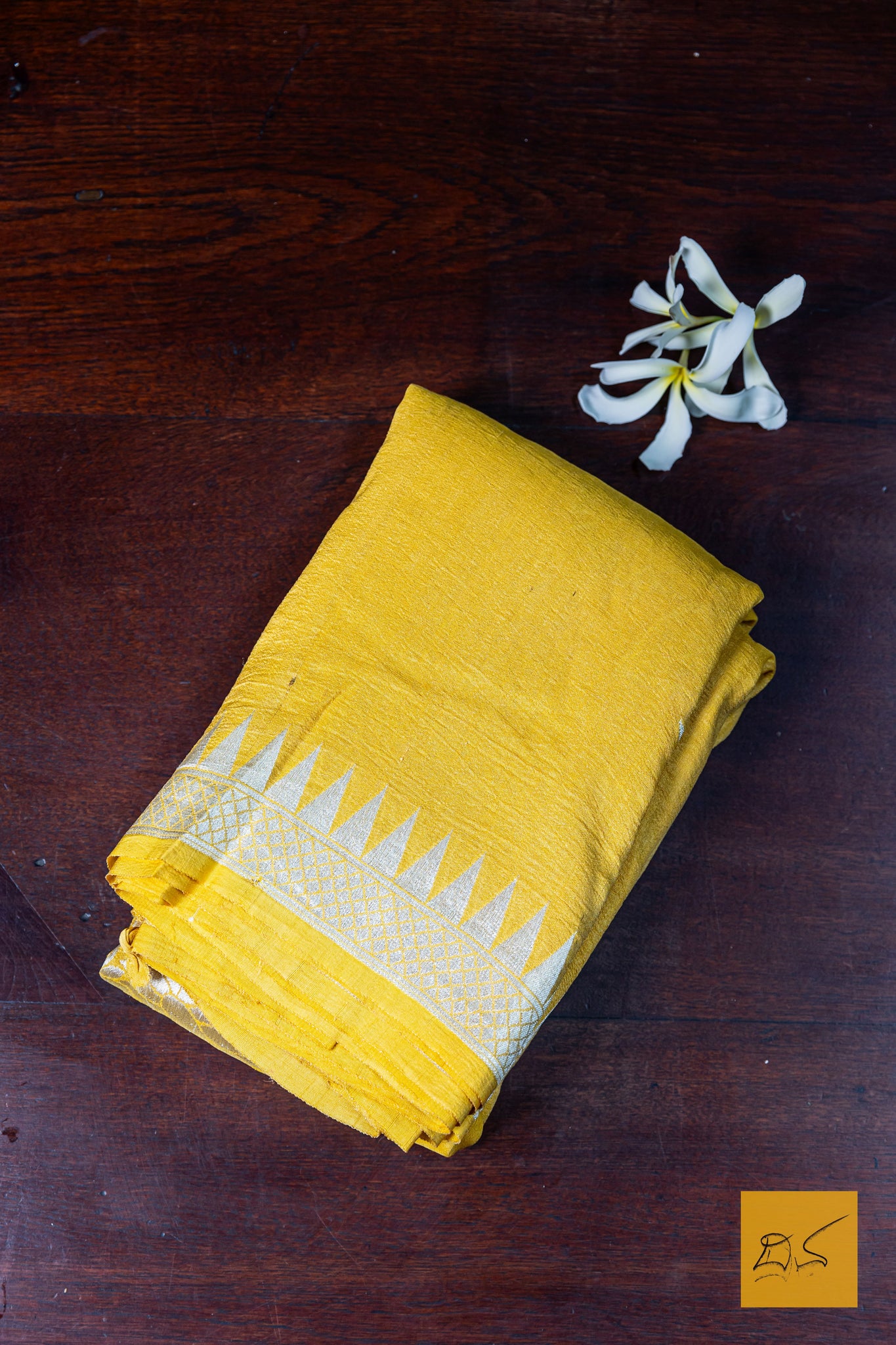 Pavani- Yellow Banarasi Tussar Georgette Saree