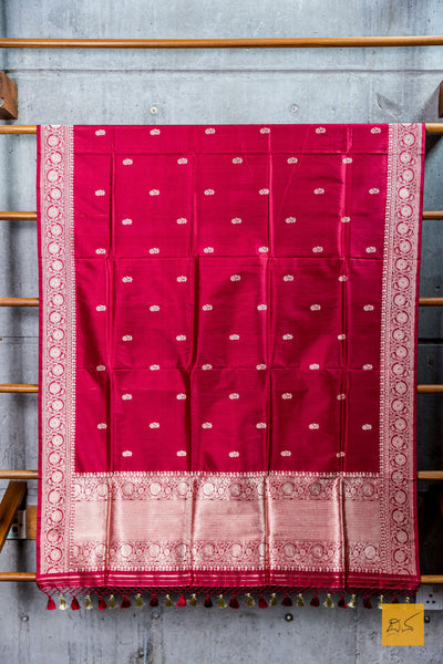 Siya- Maroon Banarasi Katan Silk Handwoven Dupatta