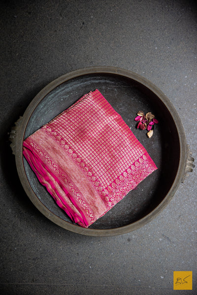 Magenta Brocade Banarasi Georgette Saree