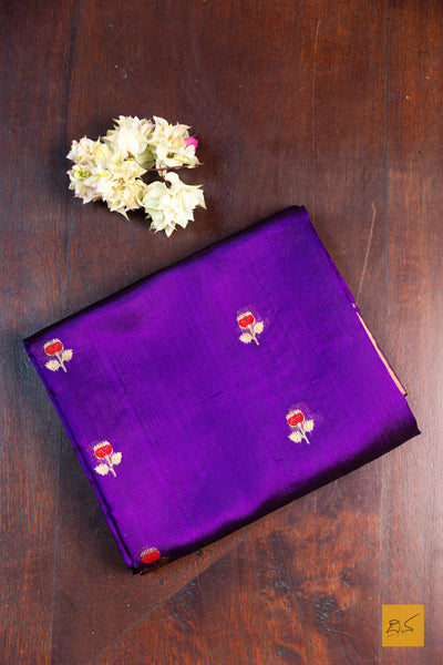 Komala- Purple Chanderi Pure Silk Handwoven Saree