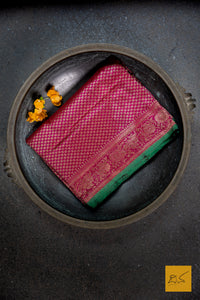 Magenta Brocade Banarasi Katan Silk Saree