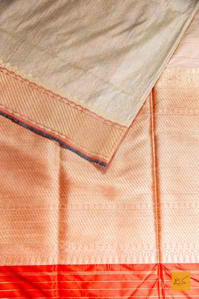 Royal Blue and Off White Banarasi Silk Handwoven Saree